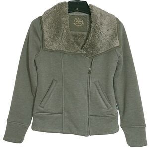 EUC prAna Womens Moto Full Zip Faux Fur Collar Grace Jacket Olive Size XS Casual